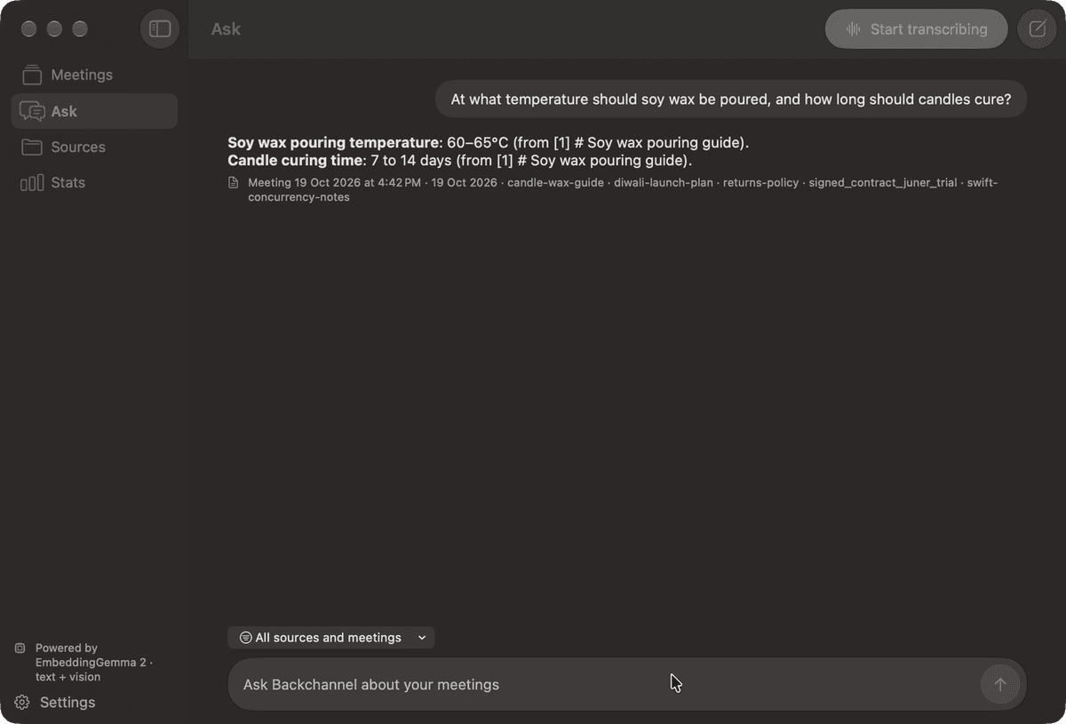 Cover Image for Backchannel: An Offline AI Meeting Notes App for Mac